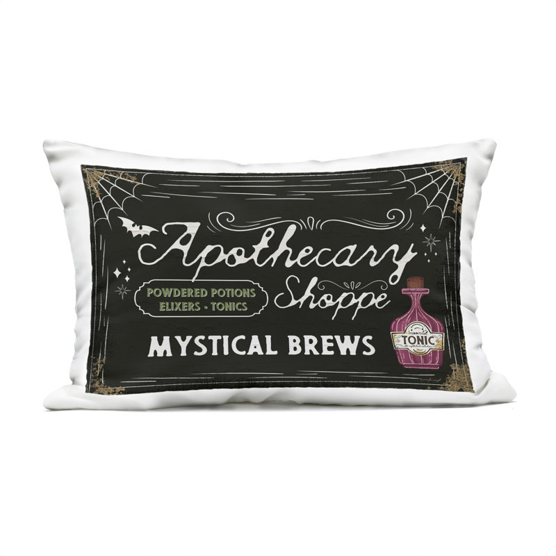 Coussin d'extérieur imprimé Mystical Brews Apothecary Shoppe, design par Jennifer Pugh
