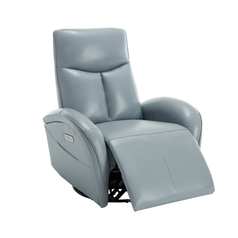 Desheena Power Recliner Swivel Rocking Recliner  with USB＆Type C Port, Desheena Blue Genuine Leather