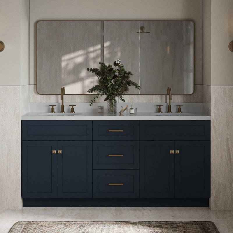 Base de meuble-lavabo double de 72 po Paulla seulement, Bleu minuit