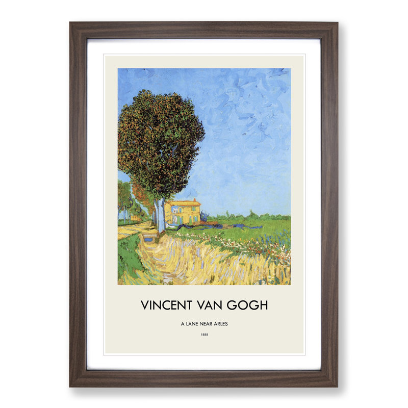A Lane Near Arles by Vincent Van Gogh - Picture Frame Painting, Walnut Framed, 65cm H x 48cm W x 2cm D