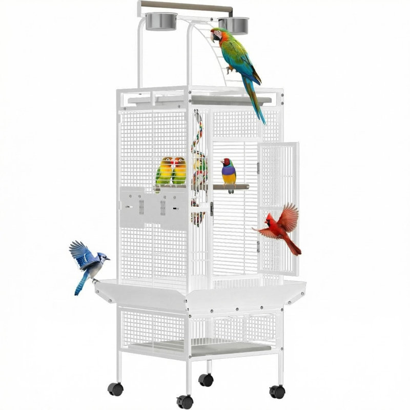152cm Stainless Steel Floor Bird Cage, White