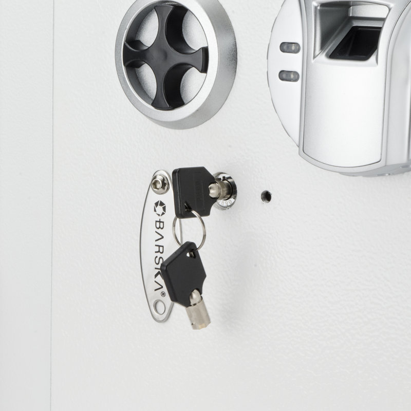 White Steel Biometric Fingerprint Wall Safe with Batteries
