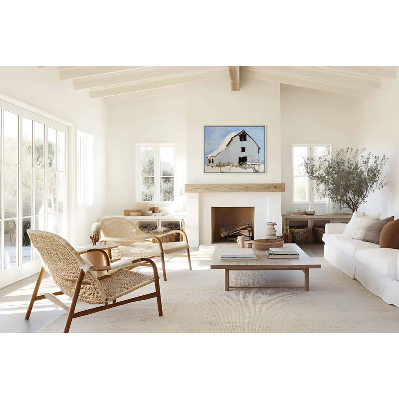 White Barn 4 Print by Sandra Pratt, 30" H x 39" W, White
