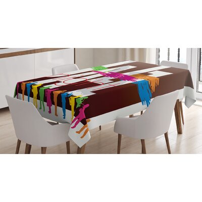 Ambesonne Music Tablecloth, Colorful Jazz Sign With Various Performer Silhouettes Illustration In Retro Boho Art, Rectangular Table Cover For Dining R -  East Urban Home, AFD8ADFF7E074A3E8D9880E0153FFAA2