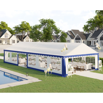 20FT x 40FT Canopy with Rolled Sidewalls,White & Blue