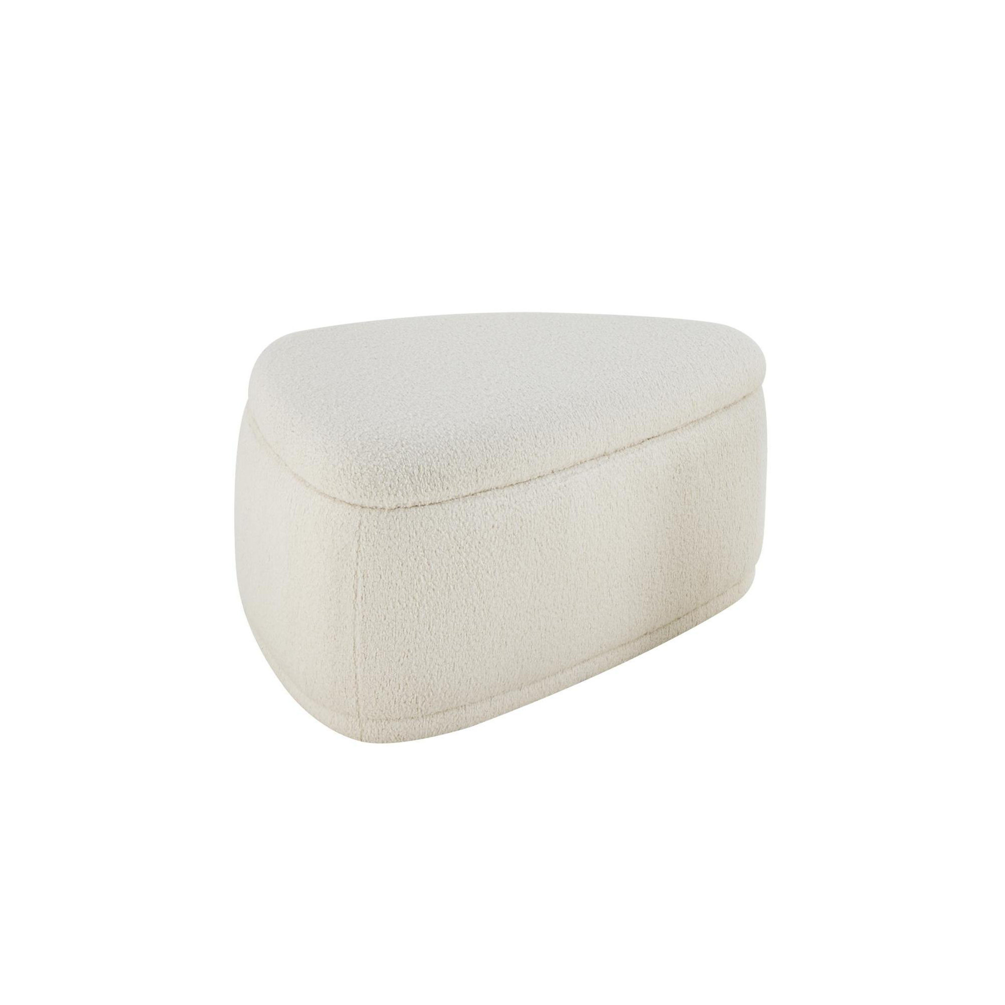 Adna 44'' Triangular Upholstered Storage Ottoman, Aries Cream Sherpa