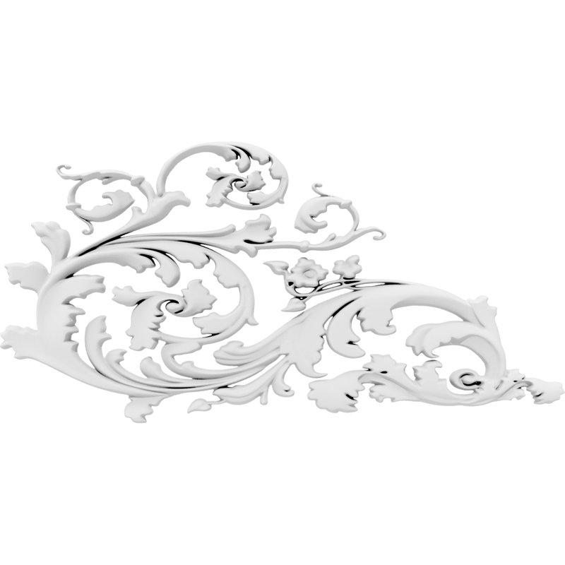 Fairfield Rosette Applique, 2" H x 4" L x 0,38" D, La gauche