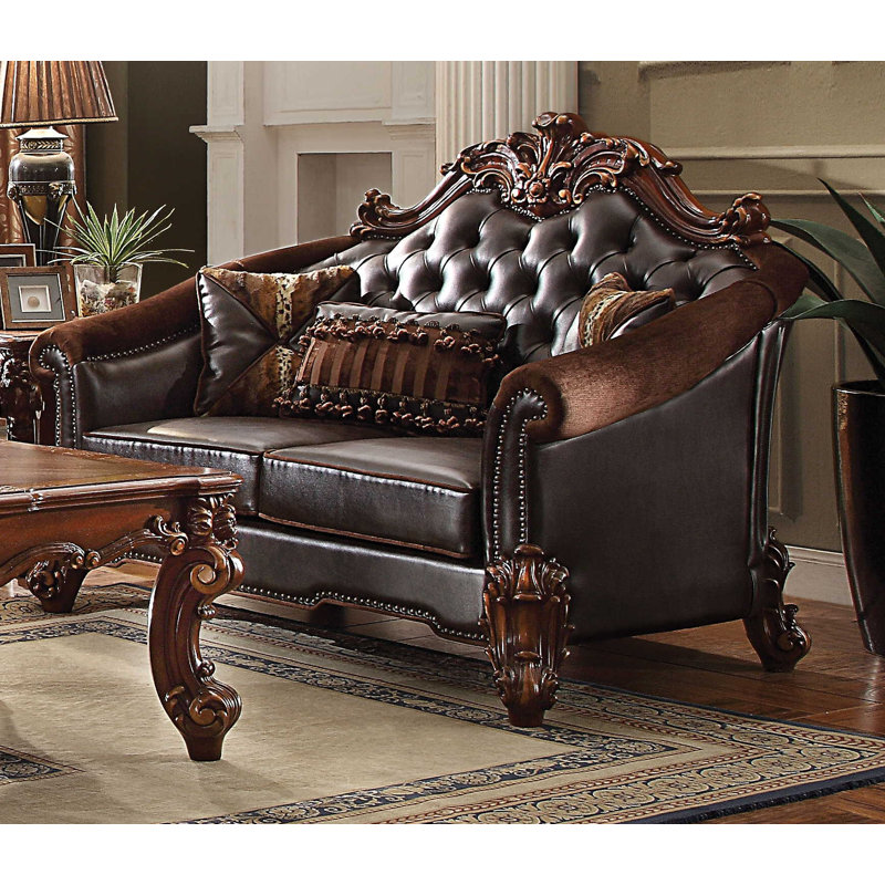 Leedom Upholstered 67'' Loveseat, Dark Brown Faux Leather