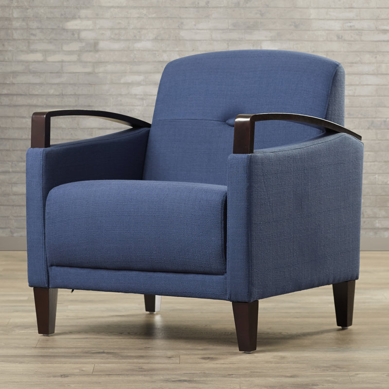 Fauteuil capitonné l 30 po Fabiano, Indigo tissé