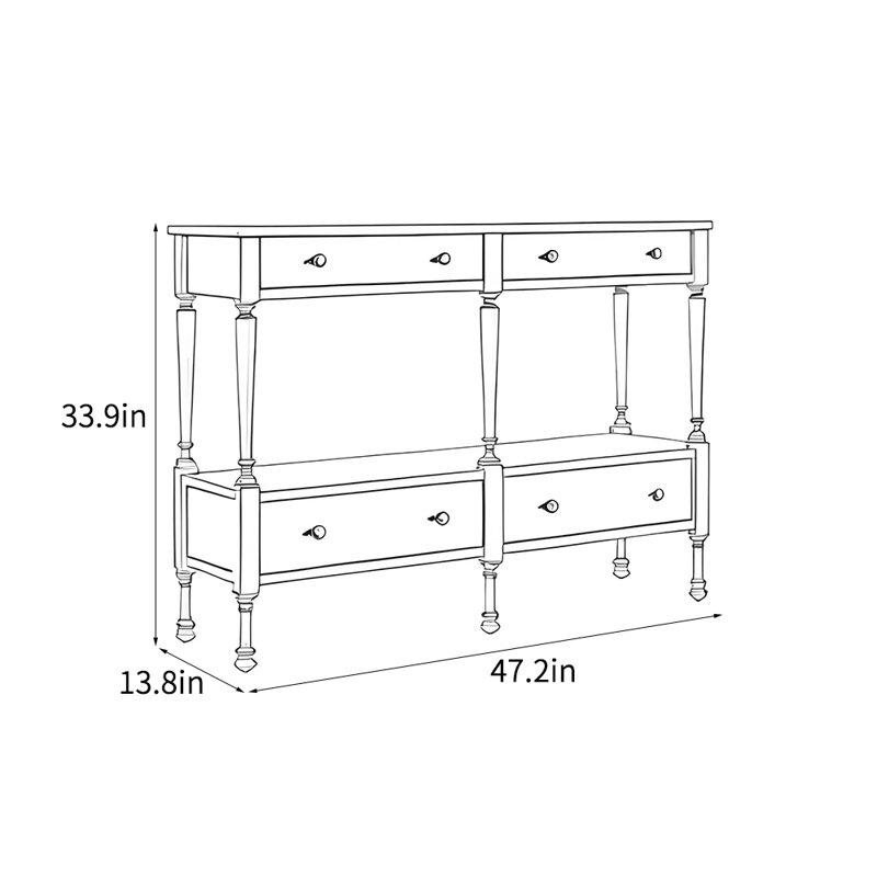 Console simple de style français, Brun