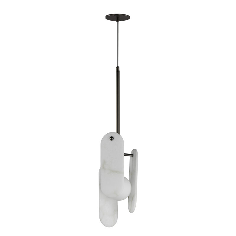 Megalith 1 - Light Pendant, White, Gunmetal/White Alabaster