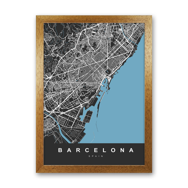 Barcelona - Print, Brown Paper, 63cm H x 46cm W x 3cm D