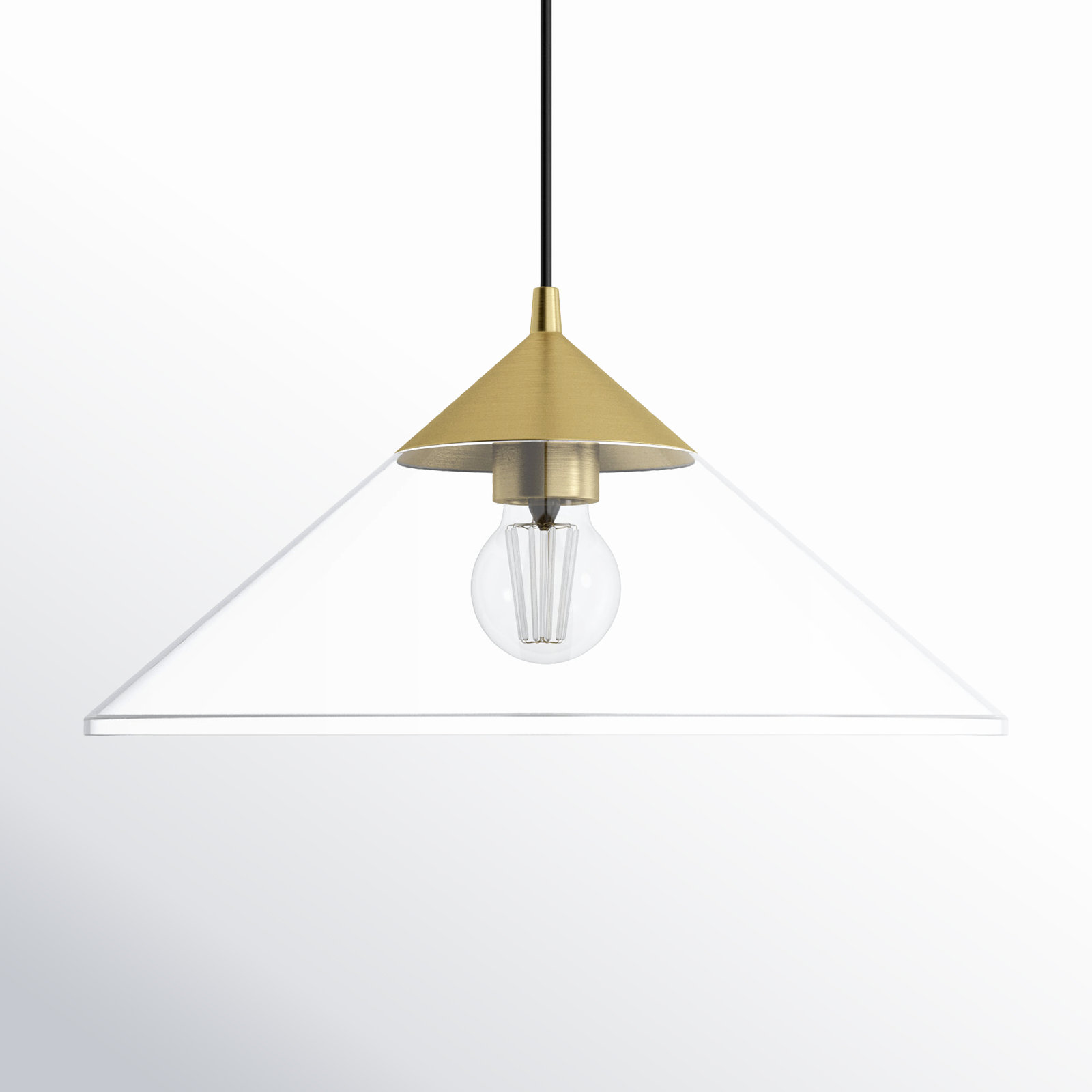 Johnson Single Light Glass Steel Pendant, Brushed Gold/Clear Glass