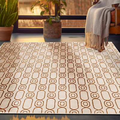 Latitude Run® Column Nikica Rug White and Gold
