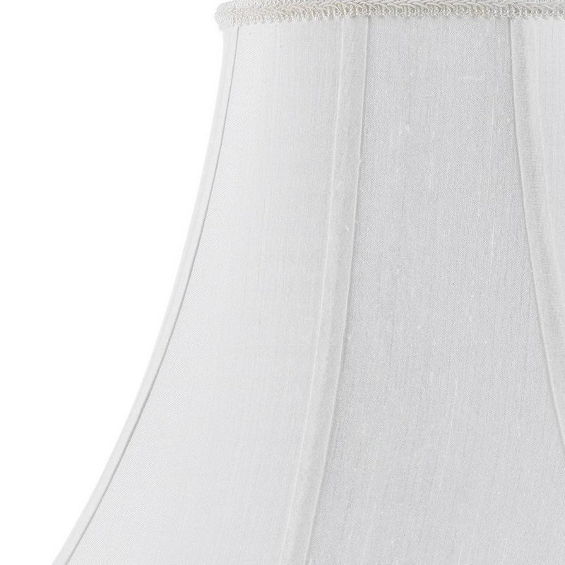 White Linen Piped Bell Lamp Shade, 13.13" H x 18.00" W x 18.00" D