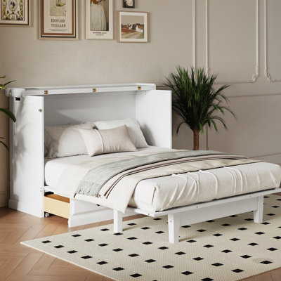Armoire-lit escamotable Murphy avec station de charge et grand tiroir de rangement