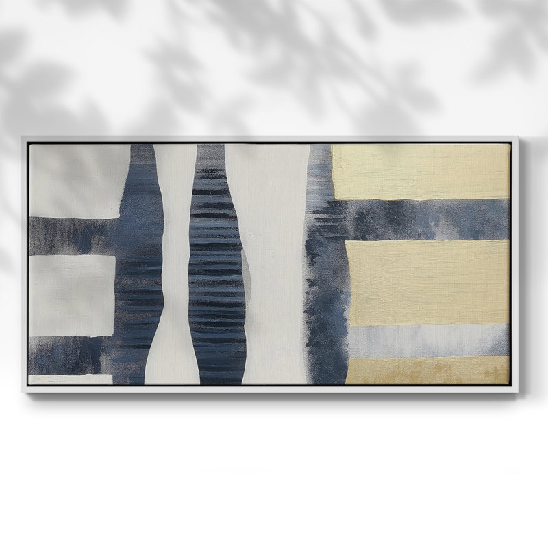 Série abstraite - DCCLxxxviii - Toile tendue avec châssis encadré - Prêt à être accroché, H 21 po x l 41 po, Blanc