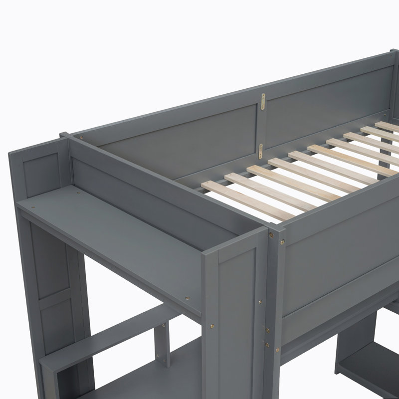 Lit de jeu avec bureau, tablettes multiples, DEL et station de charge, Lit simple