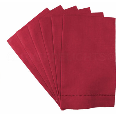 EcoLuxe Hemstitched Linen Hand Towels - 6 Pack, 14 x 22, 100% Natural Linen