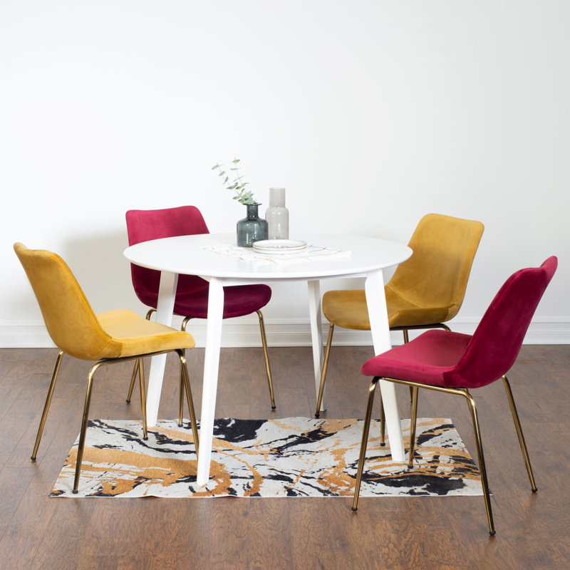 Ensemble de salle à manger Aufurr, 5 pièces: table, 4 chaises, Jaune; rouge