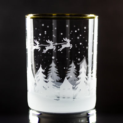 Santa's Coming to Town Wrap Gold Rimmed Rocks Glass (Set of 2)