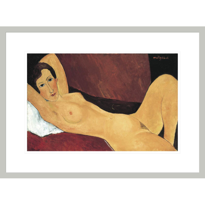 «Reclining Nude» par Amedeo Modigliani - estampe numérique encadrée, H 16,12 po x l 21,75 po