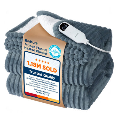 Electric Blanket Soft Ribbed Flannel Heated Blanket with 6 Heat Levels, Heating with 10 Time Settings, 8 hrs Timer Auto Shut Off, GentleSoft™