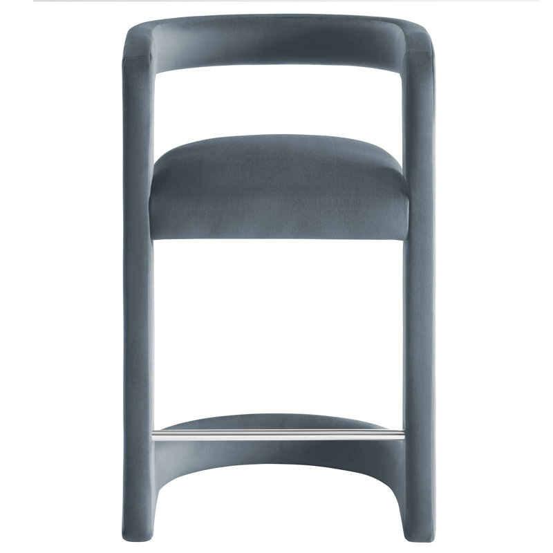 Winslow Performance Velvet Stool, Cadet Blue, Counter Stool (27" Seat Height)