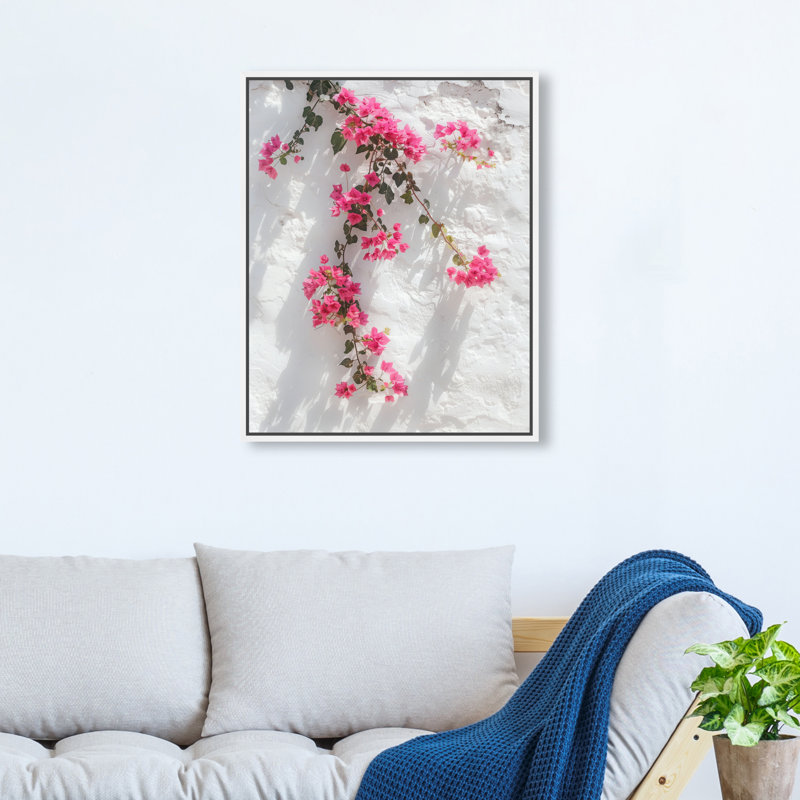 Santorini Blush Print by Oliver Gal, 17"H x 21"W, White Floater Frame