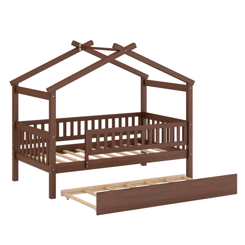 Lit en bois avec couchette, Noyer