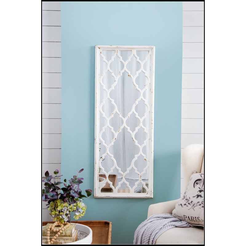Miroir de plancher blanc vieilli 24 po x 60 po, pleine longueur pour une décoration intérieure élégante