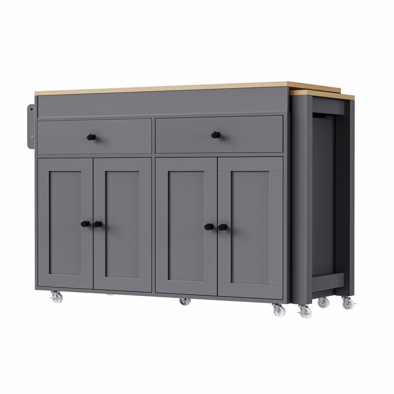 Versatile Kitchen Island and Extendable Dining Table Combo, Grey