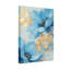 Ensemble de 1 tableau sur toile tendue, motif floral bleu et feuille d'or-1017769665