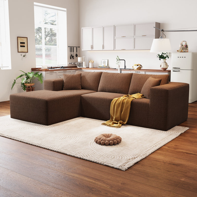 107.8" 3 - Piece No Assembly Required Upholstery Sofa With Pillow Free Combination Cloud Sectional Couch With L-shape Chaise, Deep Seat Modular Sofa For Living Room Bedroom