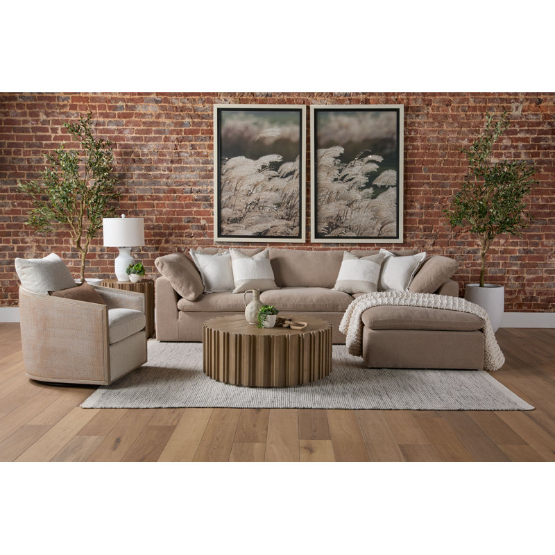 Fauteuil club pivotant Noda, Bois beige
