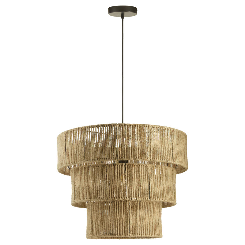 Luminaire suspendu en jute à niveaux unique à 1 lumière l 19,75 po
