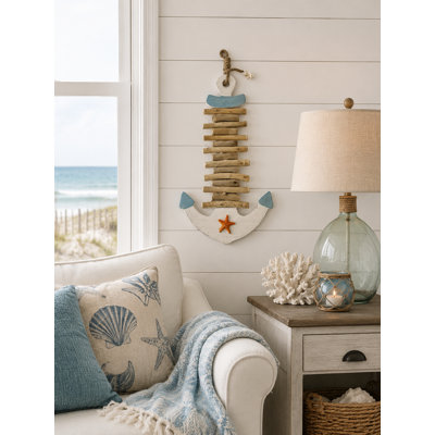 Anchor With Wood Bridge And Starfish Accent Wall Decor