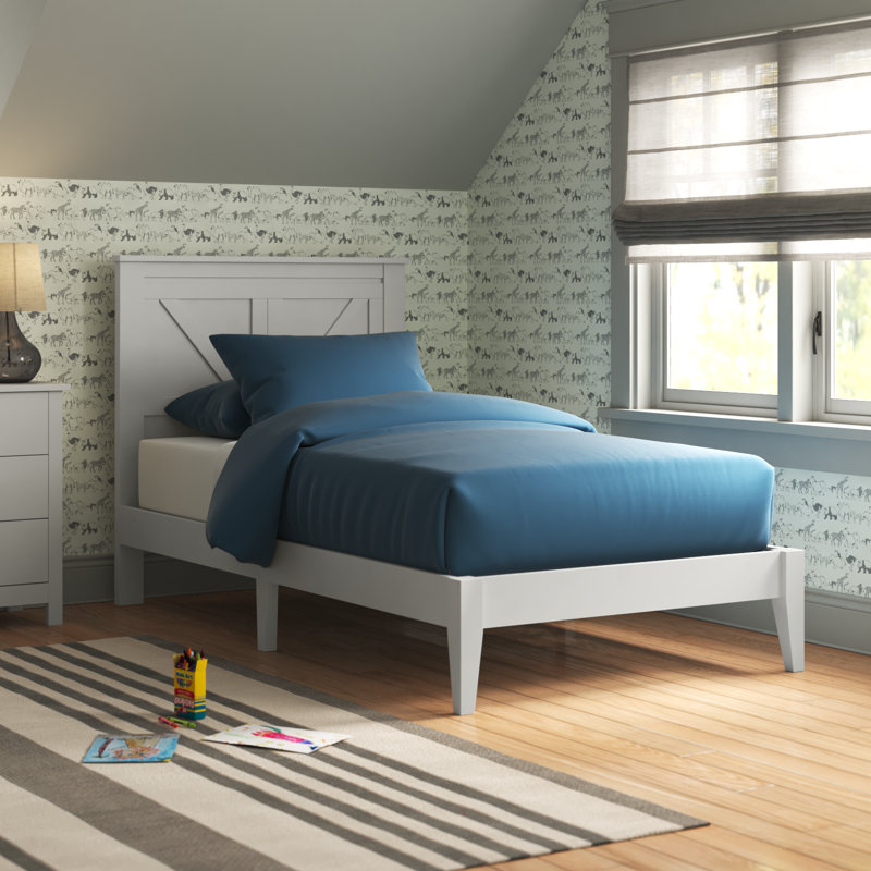 Lit plateforme en bois massif Marksbury - cerisier classique Marksbury, Blanc, Simple