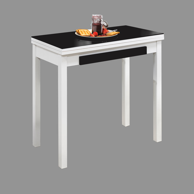 Praneeth Glass Top End Table, Black