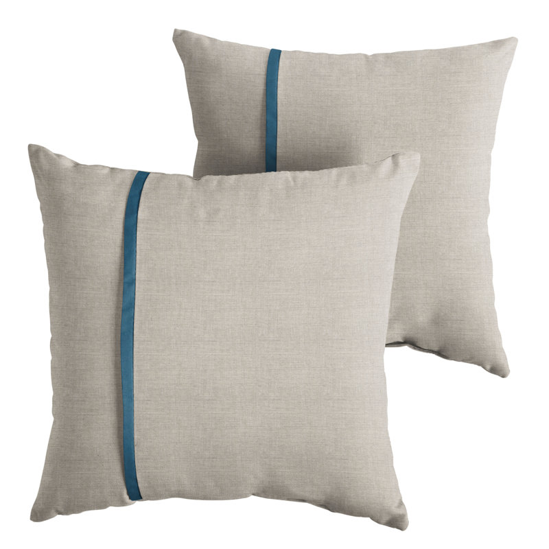 Tomuri Indoor/Outdoor Throw Pillow, 22" x 22", Cast Silver Sunbrella Plainweave