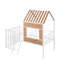 Lit mezzanine simple en métal avec toit, fenêtre, garde-corps et échelle blanc