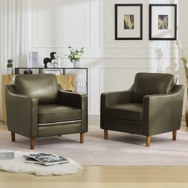 Cornouiller Faux Leather Living Room Accent Chair(Set Of 2), Blue