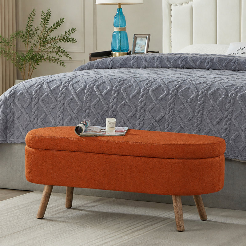 Banc de rangement avec repose-pieds ovale Luxury, Orange