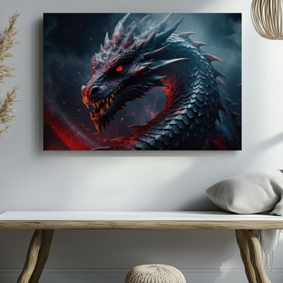Toile, "Un dragon féroce" avec des échelles complexes et un corps allongé en forme de serpentine