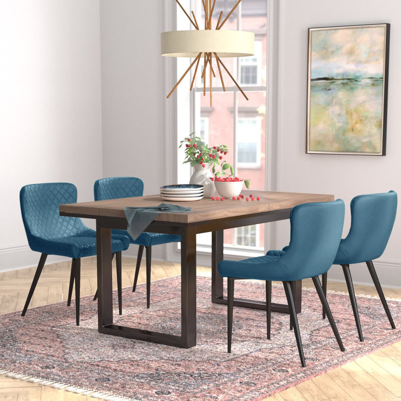 Faysal 4 - Person Extendable Dining Set, Petrol Blue