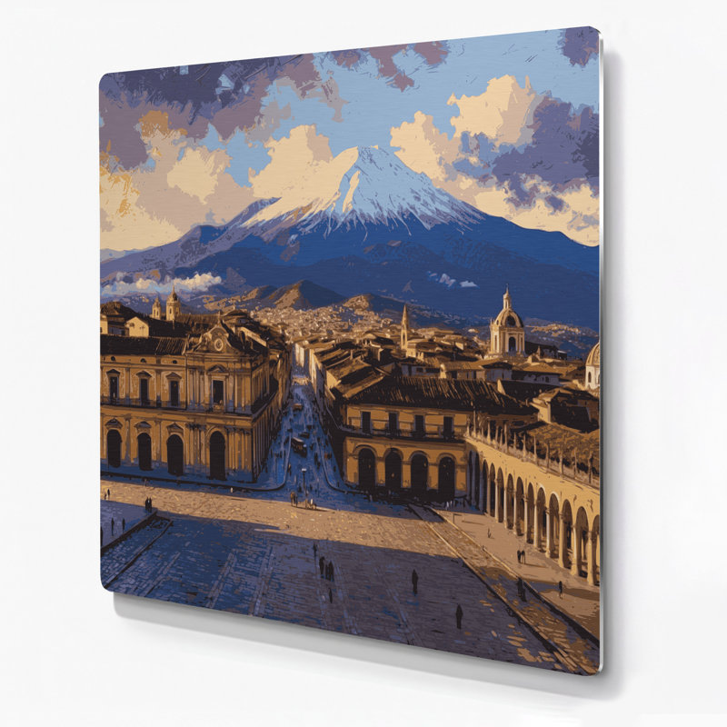 Art mural mauve en cités villes, Quito, Équateur, H 192 po x l 192 po x P 0,05 po