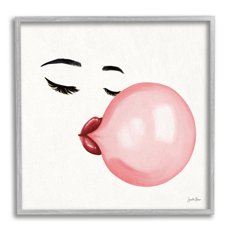 «Glamour Face Blowing Bubble Gum Bold Lips XXL», art mural sur toile tendue par Janelle Penner, H 12 po x l 12 po x P 1,5 po