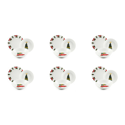 Ready For Christmas 18 Piece Porcelain China Dinnerware Set - Service for 6
