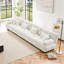 Canapé modulaire à assise profonde 4 places, canapé en chenille, canapé rembourré confortable pour salon, appartement, studio, bureau, blanc chenille-1009035250