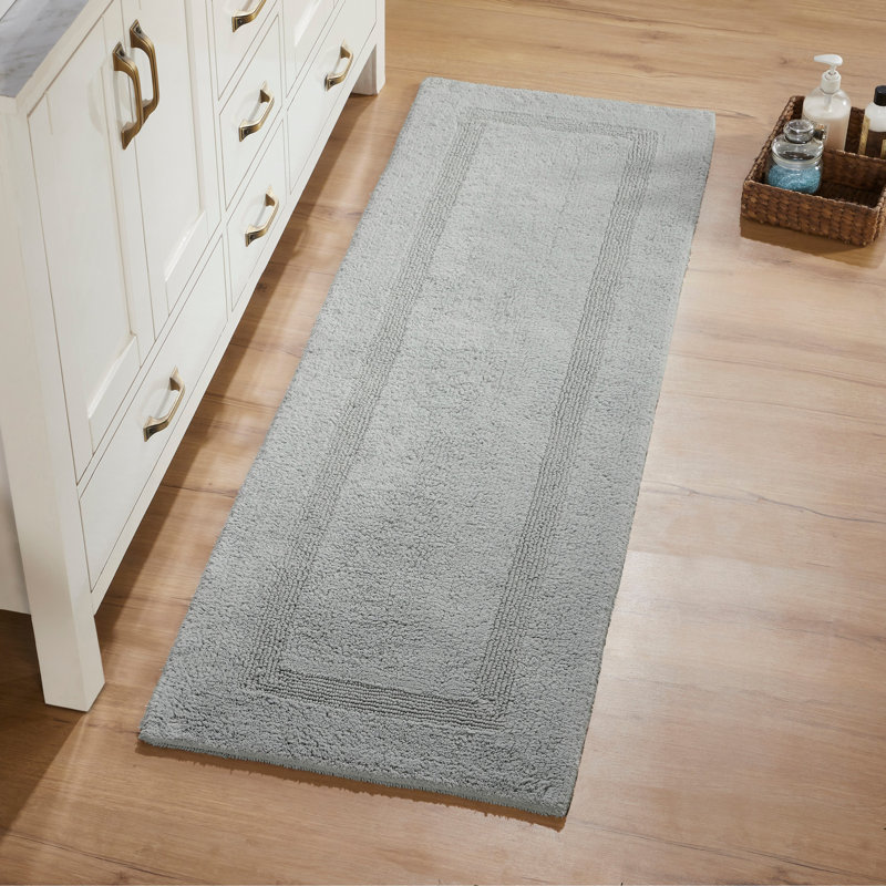 Rozanne Reversible Cotton Bath Rug , White, 21" x 34" Rectangle